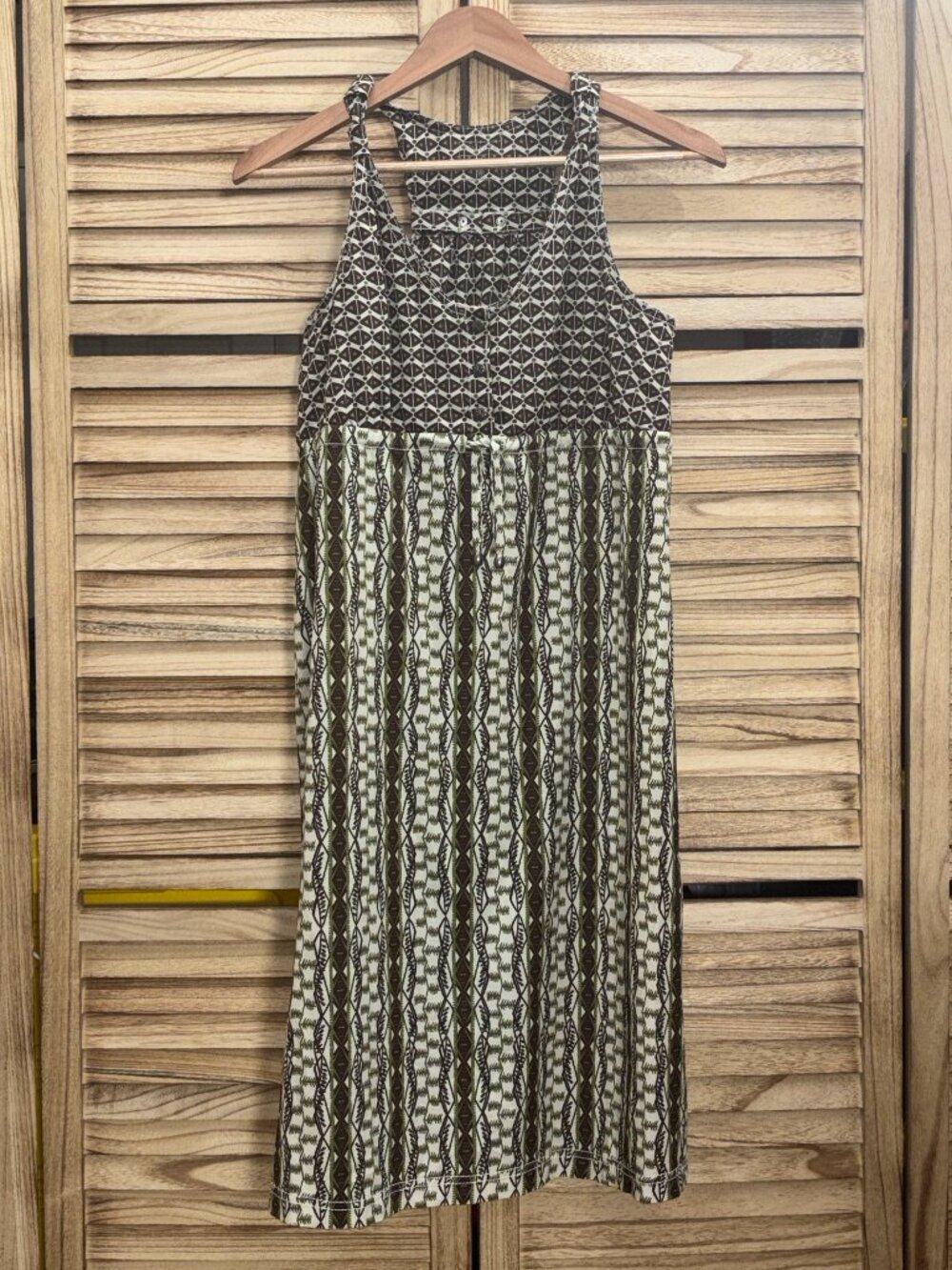 Athleta Green Geometric Racerback Mini Sundress – Size 6 Tall